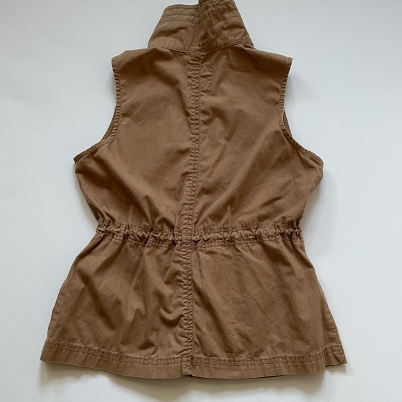 Old Navy 100% Cotton Tan Zip Front Utility Vest,  with Pockets and Tie Waist - Picture 5 of 6